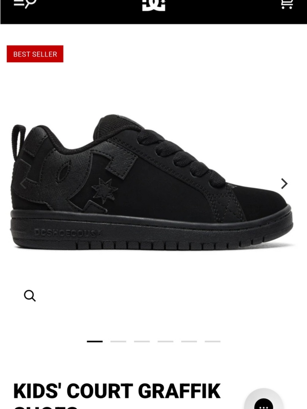 DC Kids Black Low-Top Skate Sneakers